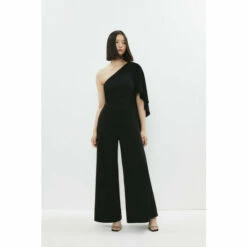 Coast One Shoulder Cape Sleeve Jumpsuit For Female