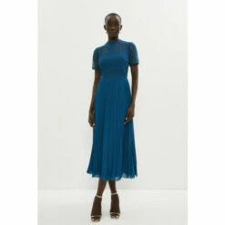 Coast Vertical Lace Bodice Pleat Skirt Dress For Female