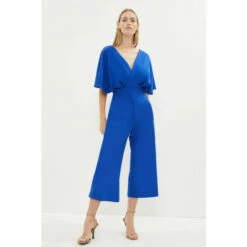 Coast V Neck Crepe Cape Jumpsuit For Female