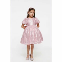Coast Girls Puff Sleeve Bow Detail Sequin Dress For Female