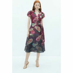 Coast Alexandra Gallagher Printed Organza Wrap Dress For Female