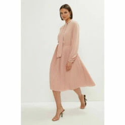 Coast Tie Neck Pleat Skirt Midi Dress For Female