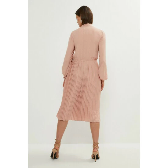 Coast Tie Neck Pleat Skirt Midi Dress For Female - Image 3