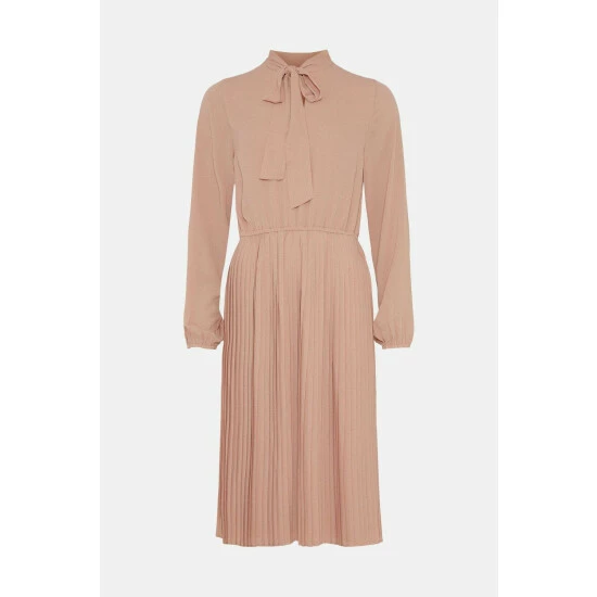 Coast Tie Neck Pleat Skirt Midi Dress For Female - Image 4