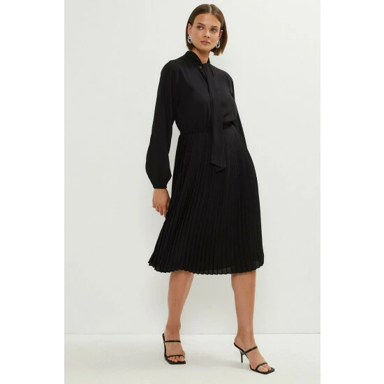 Coast Tie Neck Pleat Skirt Midi Dress For Female - Image 8