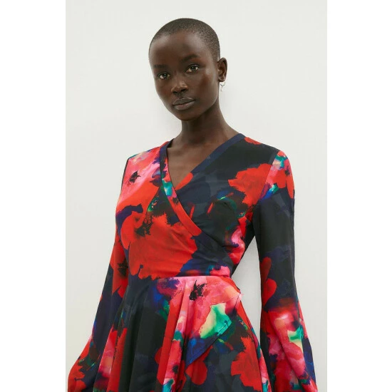 Coast Long Sleeve Ruffle Mid Wrap Dress For Female - Image 2