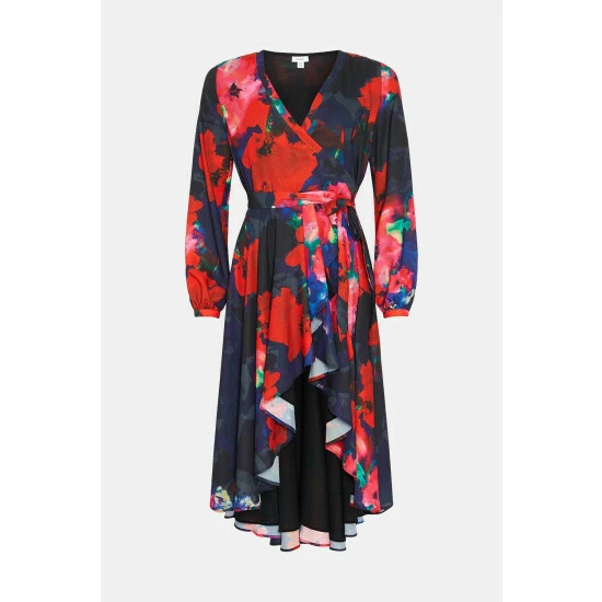 Coast Long Sleeve Ruffle Mid Wrap Dress For Female - Image 4