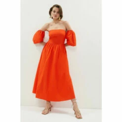 Coast Bandeau Poplin Dress With Detachable Sleeves For Female