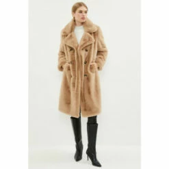 Coast Double Breasted Faux Fur Coat For Female