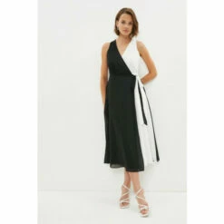 Coast Mono Colourblock Wrap Midi Dress For Female
