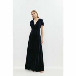 Coast V Neck Velvet Maxi Dress For Female