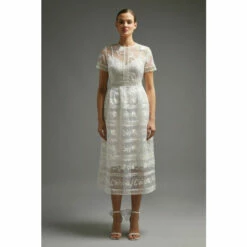 Coast Premium Embroidered Organza Midi Dress For Female