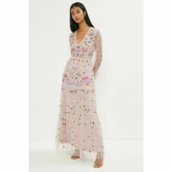 Coast Long Sleeve All Over Embroidered Maxi Dress For Female