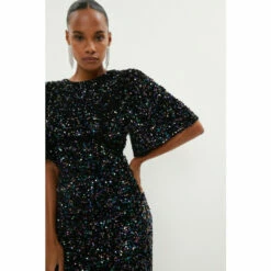 Coast Sequin Flare Sleeve Midi Dress For Female