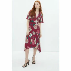 Coast Alexandra Gallagher Pleated Plunge Hi Lo Dress For Female