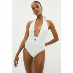 Coast Metallic Plunge Halterneck Swimsuit For Female