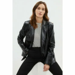Coast Faux Leather Blazer For Female