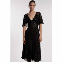 Coast Metallic Spot Cape Sleeve Midi Dress For Female
