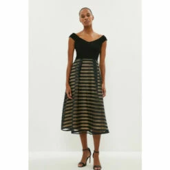 Coast Burnout Stripe Bardot Dress For Female