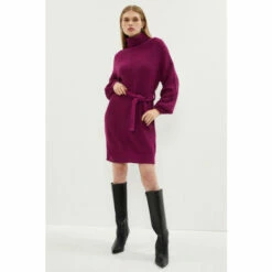 Coast Roll Neck Belted Tunic Midi Dress For Female