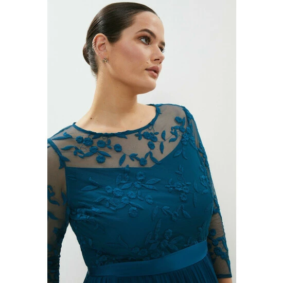 Coast Plus Size Embroidered Long Sleeve Midi Dress For Female - Image 2