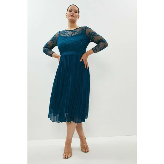 Coast Plus Size Embroidered Long Sleeve Midi Dress For Female - Image 5