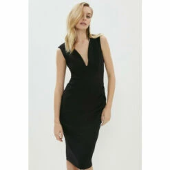 Coast Plunge Neck Bodysculpt Crepe Pencil Dress For Female