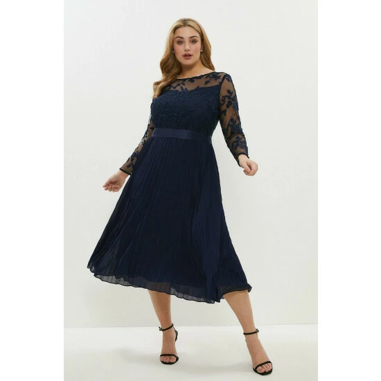 Coast Plus Size Embroidered Long Sleeve Midi Dress For Female - Image 7