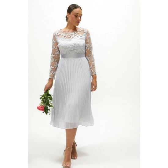 Coast Plus Size Embroidered Long Sleeve Midi Dress For Female - Image 8