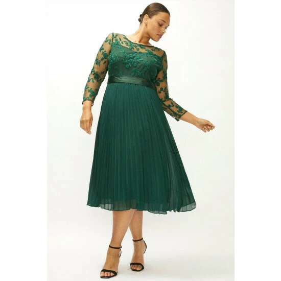 Coast Plus Size Embroidered Long Sleeve Midi Dress For Female - Image 10