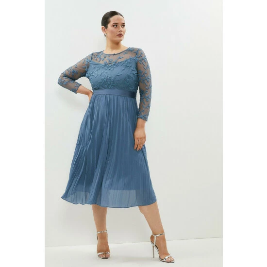 Coast Plus Size Embroidered Long Sleeve Midi Dress For Female - Image 12