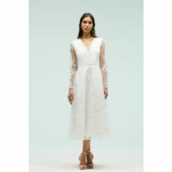 Coast Embroidered Mesh Ponte Midi Dress For Female