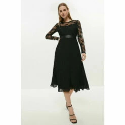 Coast Embroidered Long Sleeve Midi Dress For Female