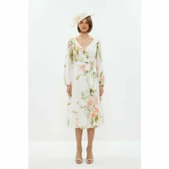 Coast Off Shoulder Midi Dress With Tie Belt For Female