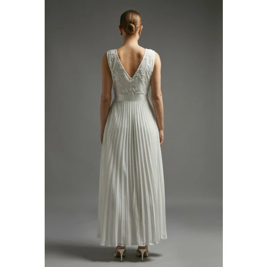 Coast V Neck Embroidered Maxi Dress For Female - Image 3