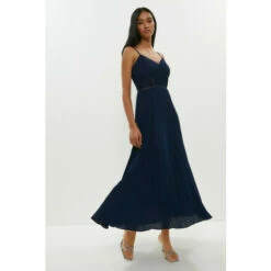 Coast Pleat Lace Mix Strappy Cami Maxi Dress For Female