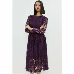 Coast Long Sleeve Premium Lace Midi Dress For Female