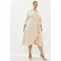 Coast Plus Size Tuxedo Wrap Front Full Midi Dress For Female
