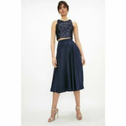 Coast Petite Structured Satin Midi Skirt For Female
