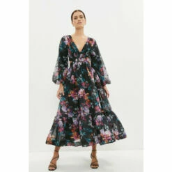 Coast Petite Organza Cut Out Back Dress With Buttons For Female