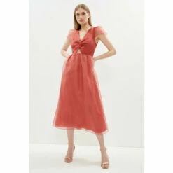 Coast Twist Front Organza Midi Dress For Female
