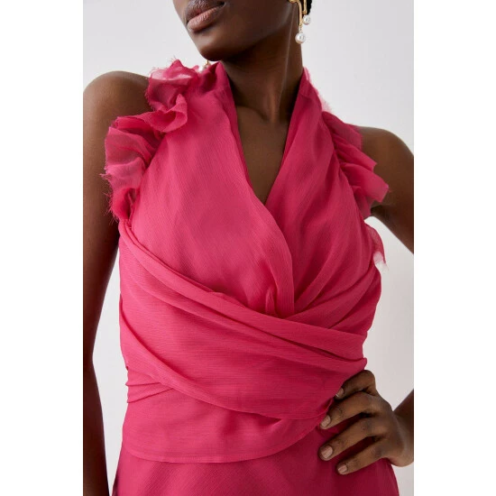 Coast Plunge Neck Ruffle Detail Maxi Dress For Female - Image 2