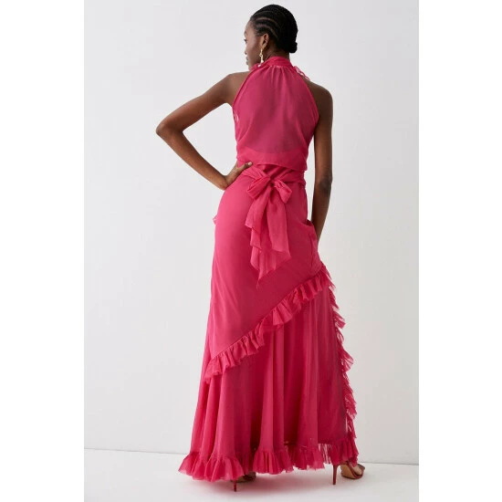 Coast Plunge Neck Ruffle Detail Maxi Dress For Female - Image 3