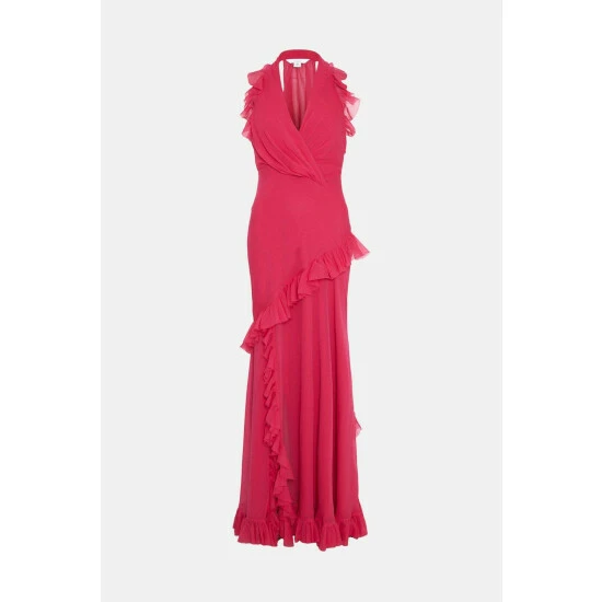 Coast Plunge Neck Ruffle Detail Maxi Dress For Female - Image 4