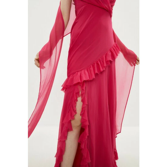 Coast Plunge Neck Ruffle Detail Maxi Dress For Female - Image 5
