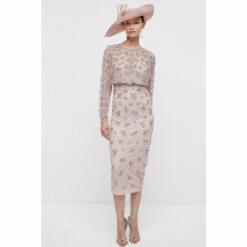 Coast Midi Dress With Embellishment & Long Sleeves For Female