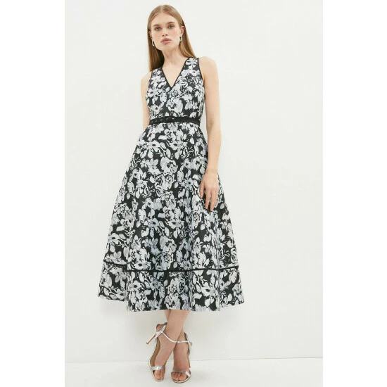 Coast Jacquard Dress With Belt For Female
