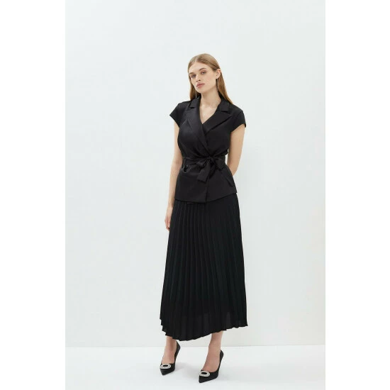Coast Premium Pleat Skirt Wrap Top Midi Dress For Female