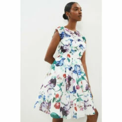 Coast Cap Sleeve Corset Detail Full Mini Dress For Female