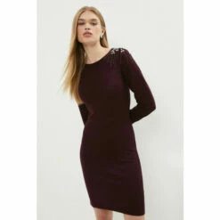 Coast Embellished Shoulder Knit Dress For Female